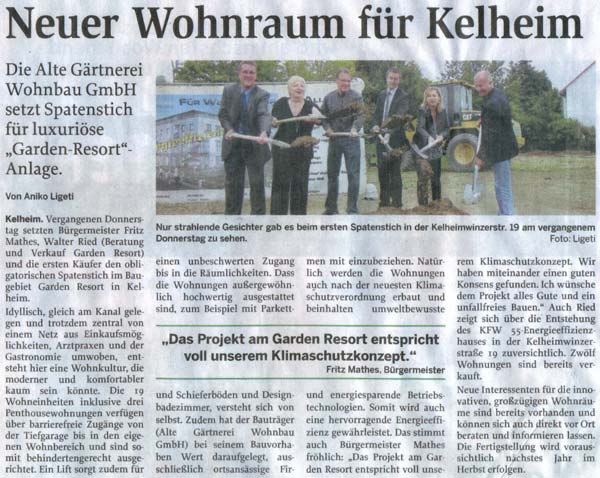 Spatenstich Garden ressort Rundschau